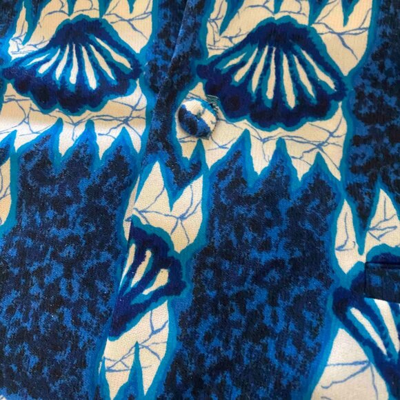 Vintage Polynesian Bazaar Blue White Seashell Hawaiian Shirt Size Medium - Picture 4 of 8